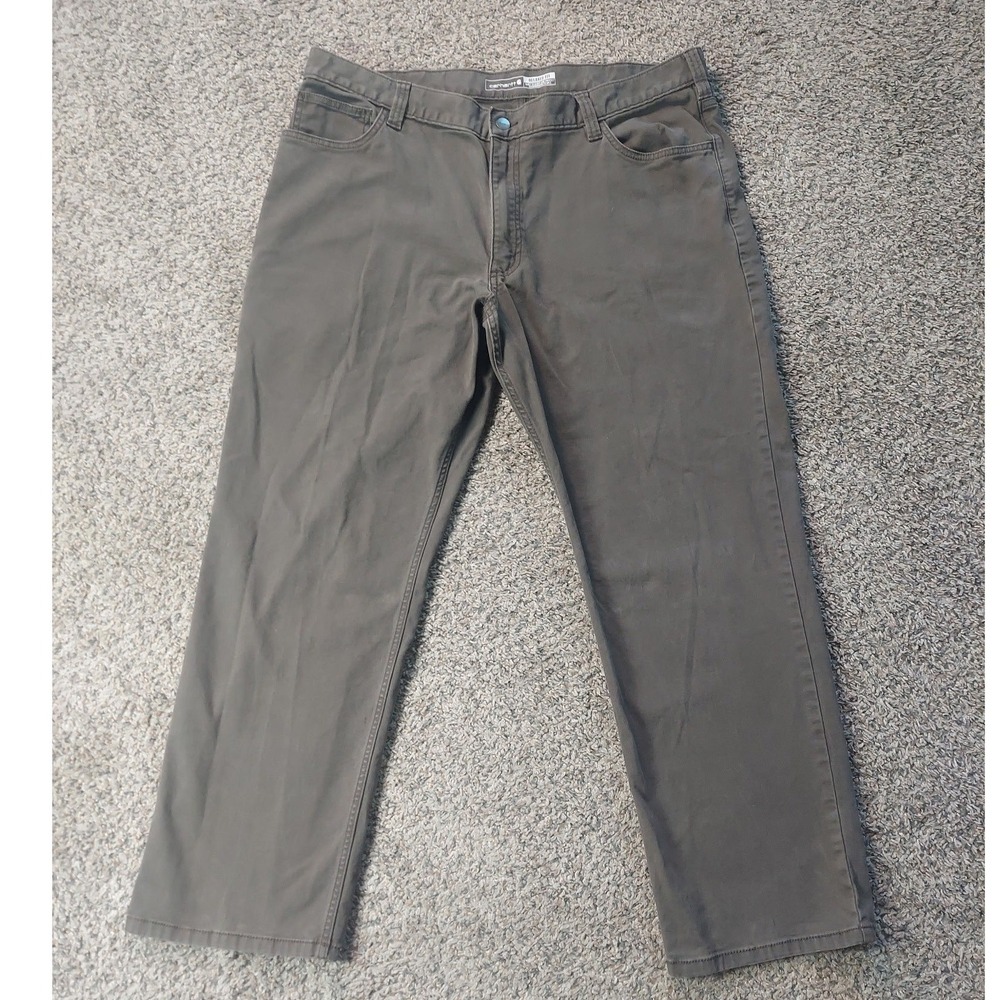Carhartt Pants Mens 40x30 Gray Relaxed Fit Canvas Work Utility Trousers 5-Pocket - Picture 1 of 6